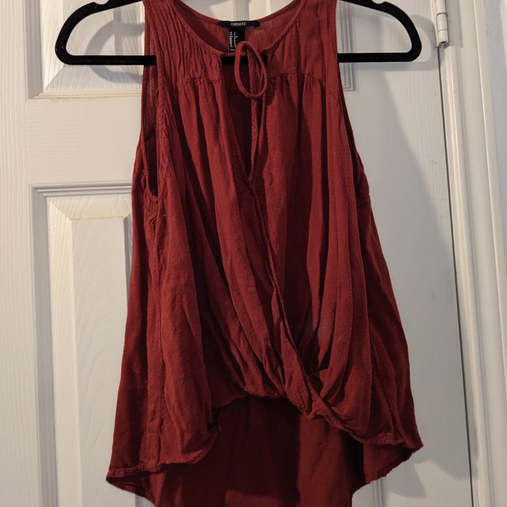 Forever 21 Red Surplice Tie Tank size S
